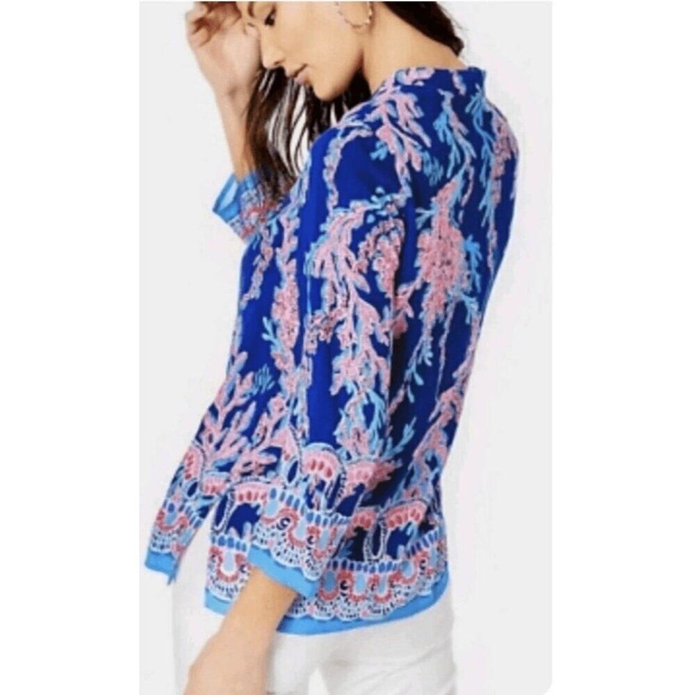 LILLY PULITZER - XXS - Luna Bay‎ Tunic Top *SWIM ON OVER* Borealis Blue New $138